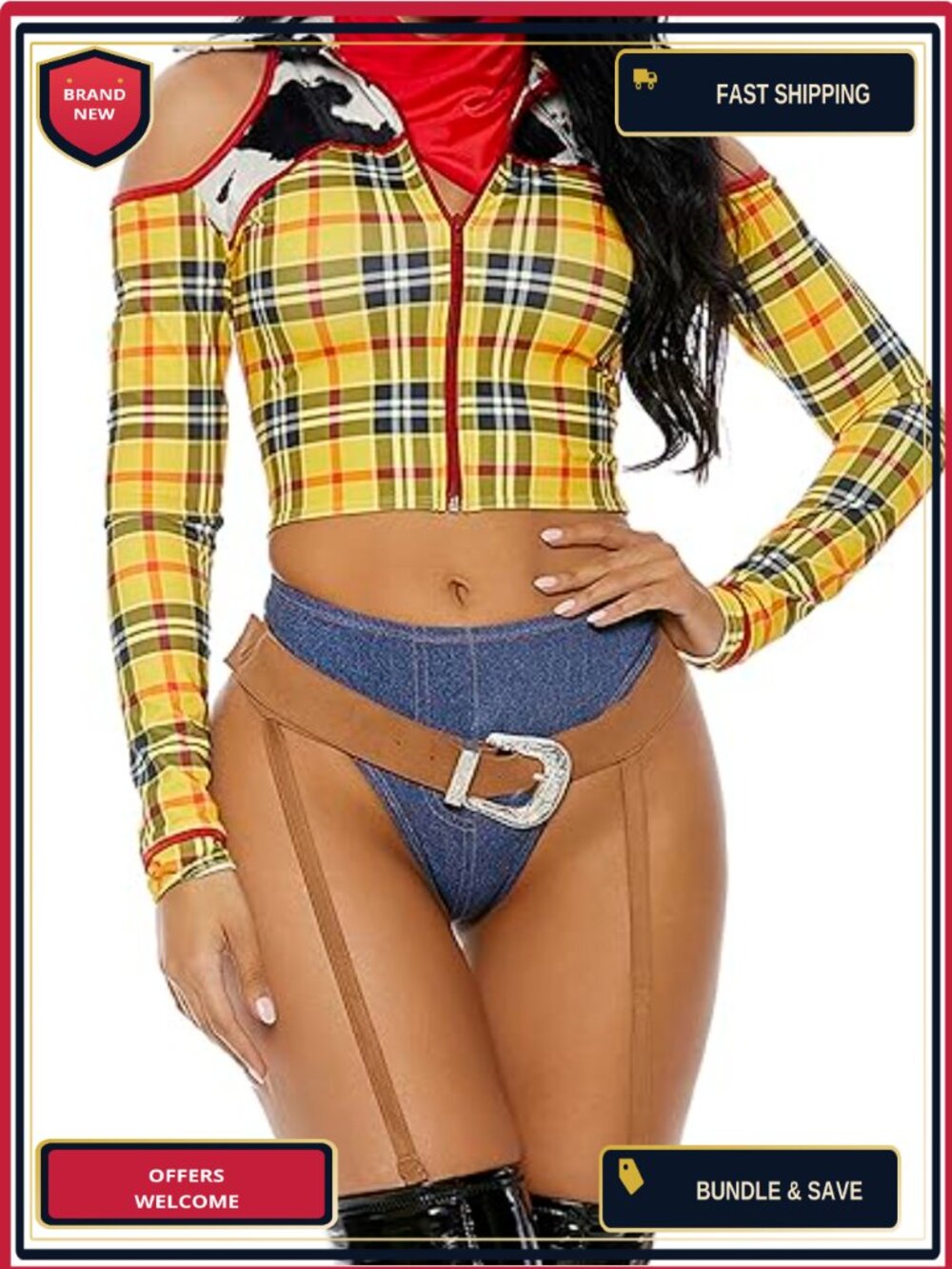 Sexy Cowboy Sheriff Costume Set Polyester Spandex Halloween Cosplay
